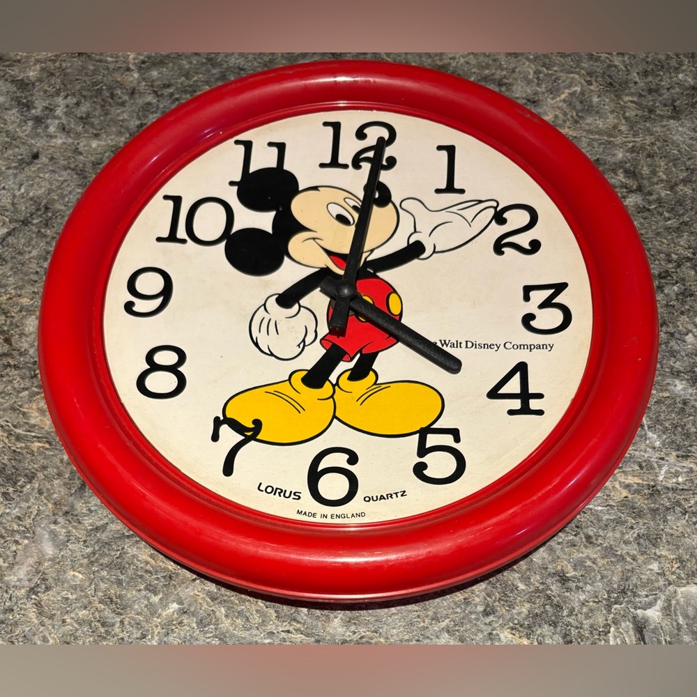 Vintage Disney Mickey Mouse Lorus Quartz 1987 Reversible Face Plate Wall Clock - Picture 6 of 14